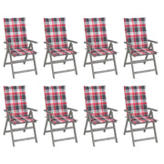 Tuinstoelen acaciahout verstelbaar grijs 8 stuks
