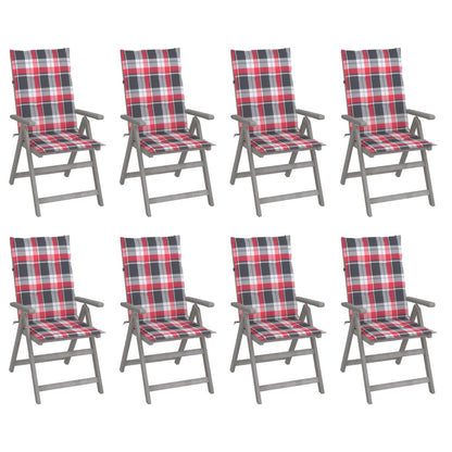 Tuinstoelen Verstelbaar Met Kussens Acaciahout Grijs 8