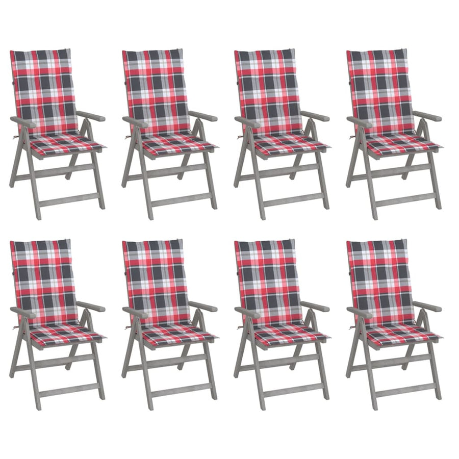 Tuinstoelen Verstelbaar Met Kussens Acaciahout Grijs 8