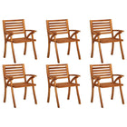 6 solid acacia wood garden chairs