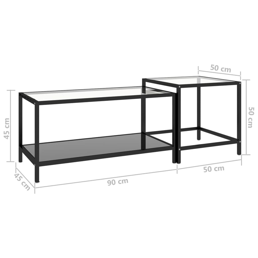 -Delige Salontafelset Gehard Glas Transparant en zwart