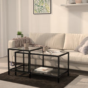 Salontafelset 2-delig gehard glas zwart 90x45x45 cm