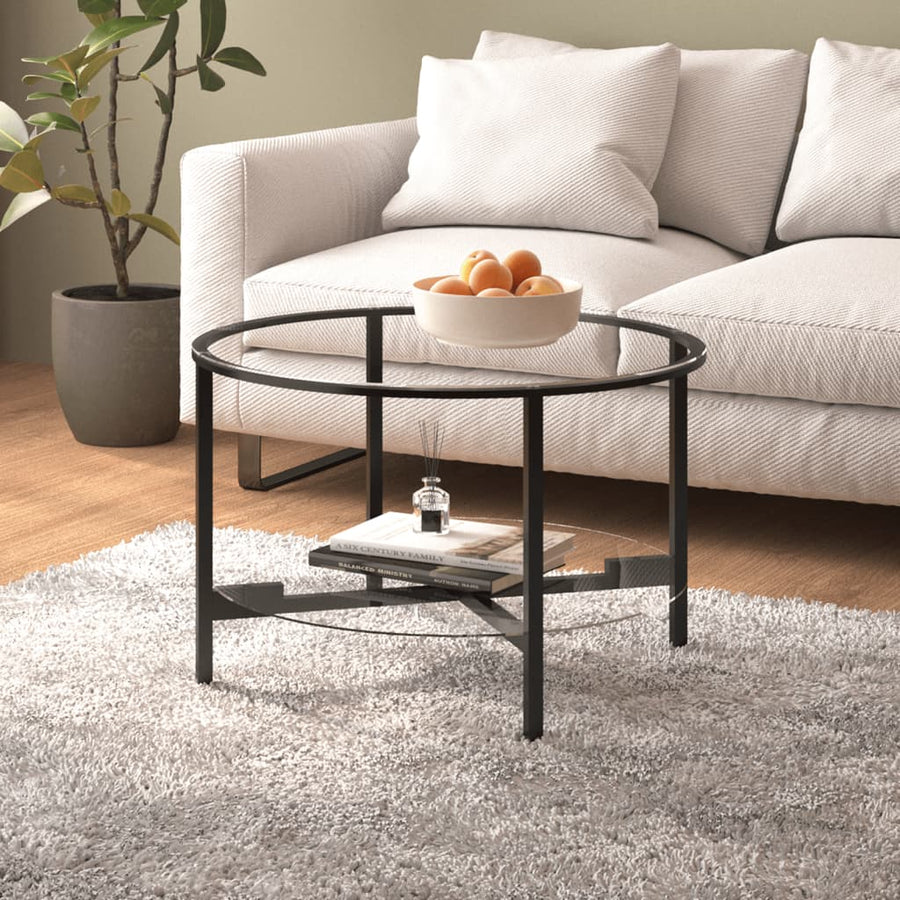 Salontafel 70 Cm Gehard Glas Zwart En Transparant Doorzichtig