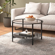 Salontafel 70 cm gehard glas zwart transparant