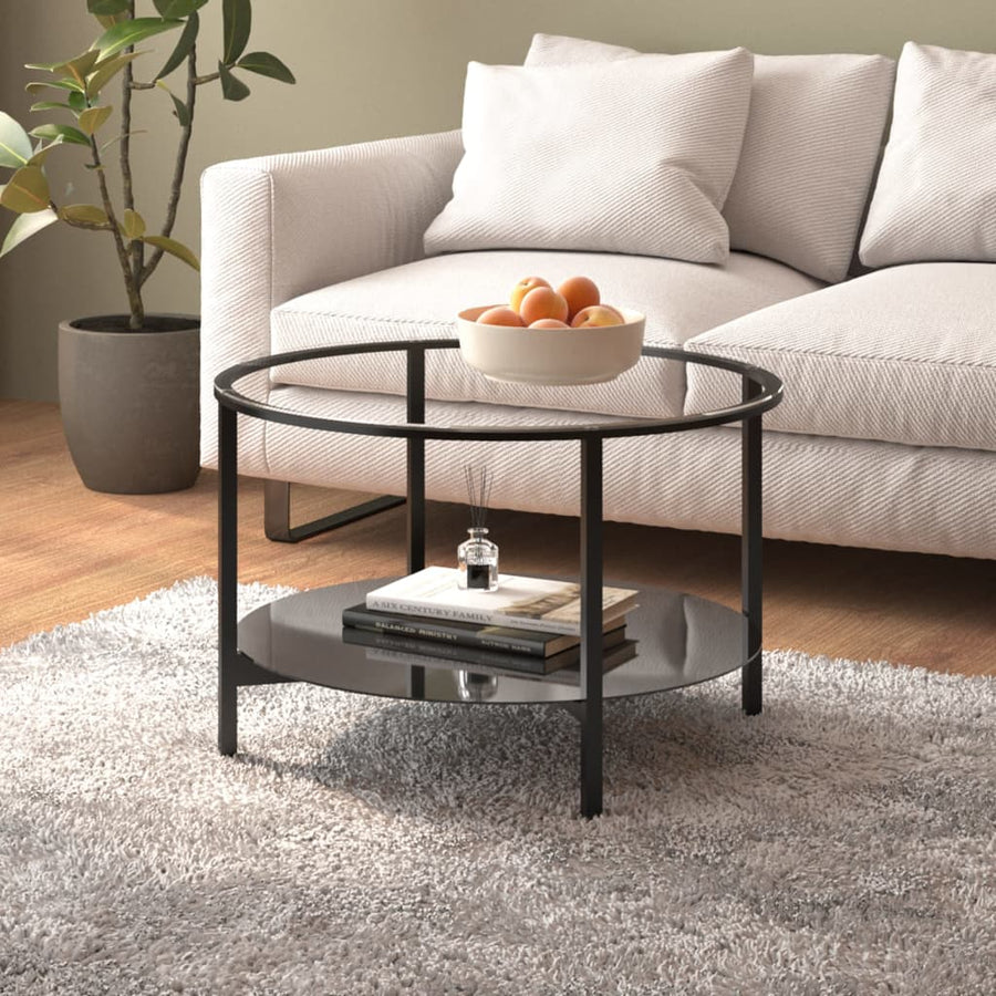 Salontafel 70 Cm Gehard Glas Zwart en transparant