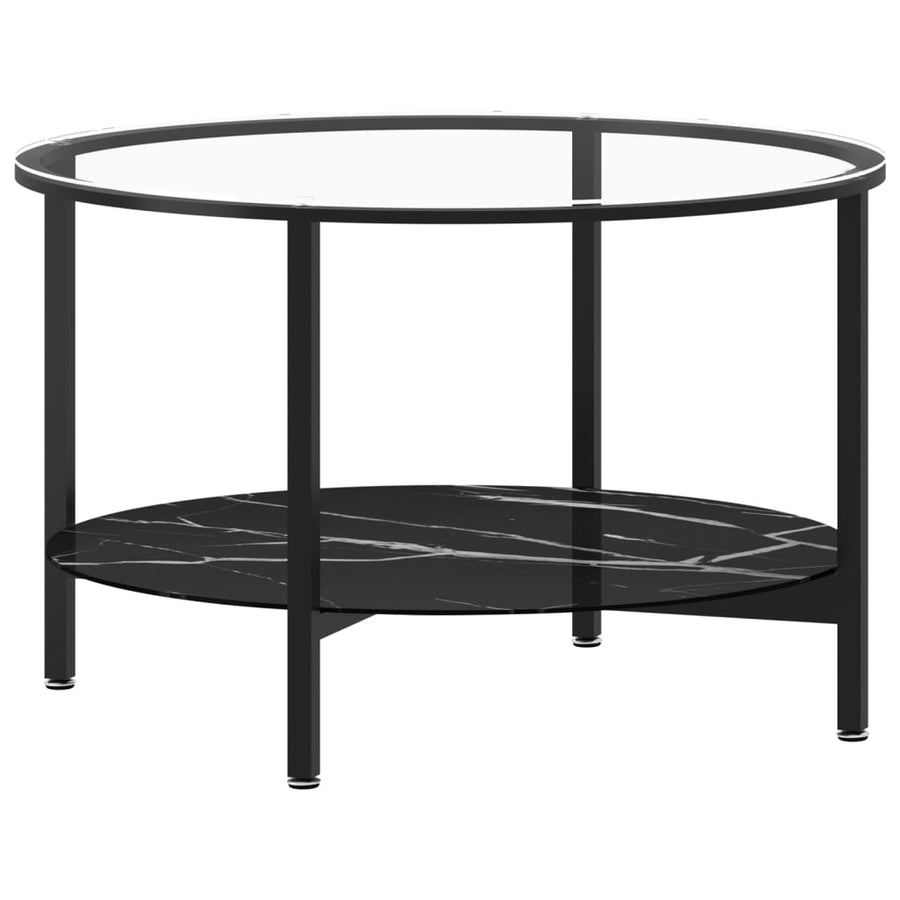 Salontafel 70 Cm Gehard Glas Zwart en zwartmarmer