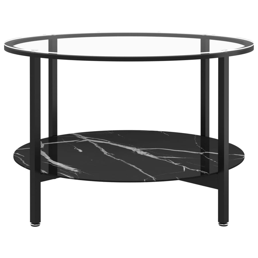 Salontafel 70 Cm Gehard Glas Zwart en zwartmarmer