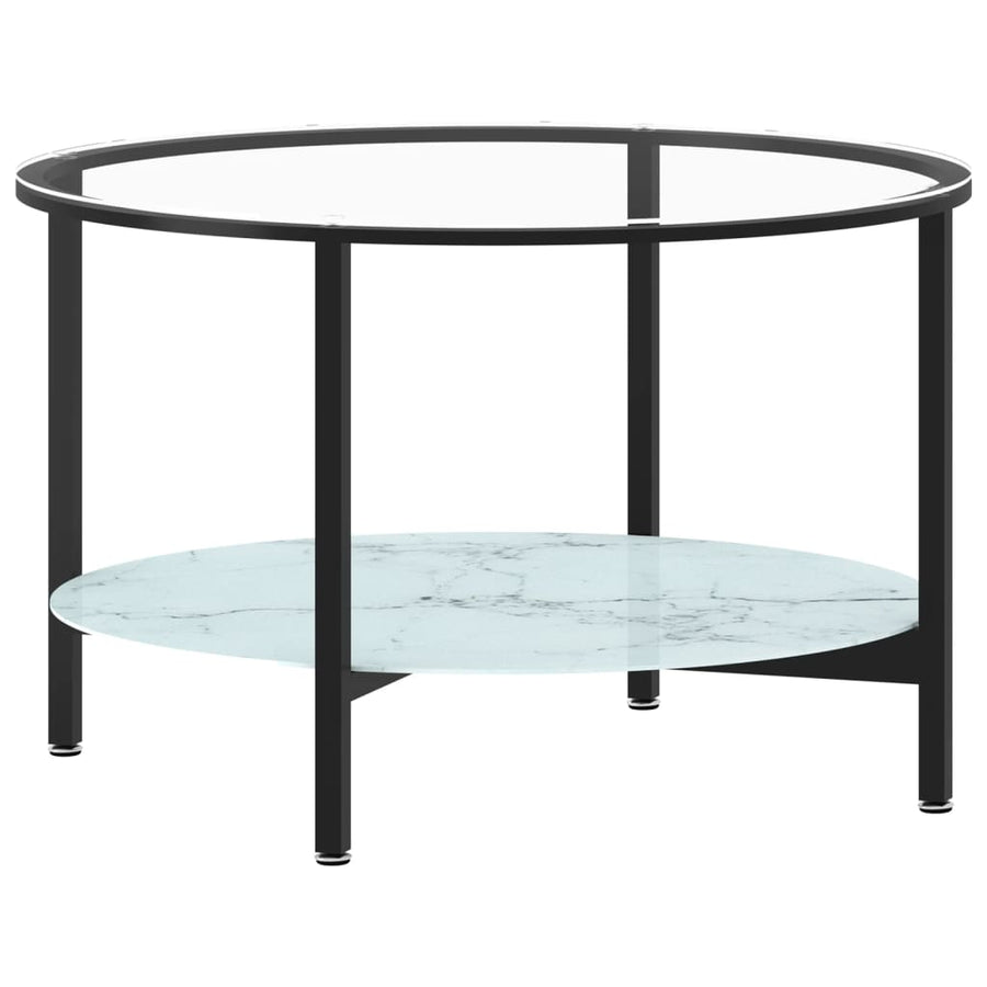 Salontafel 70 Cm Gehard Glas Zwart en witmarmer