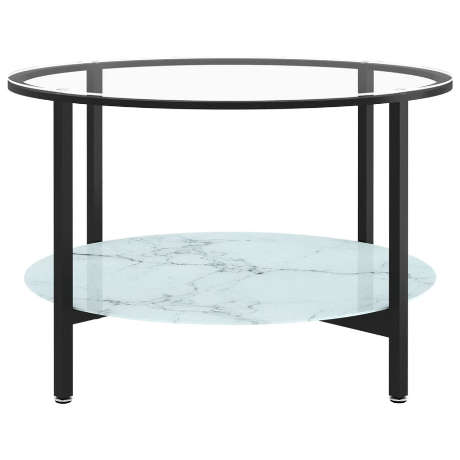 Salontafel 70 Cm Gehard Glas Zwart en witmarmer