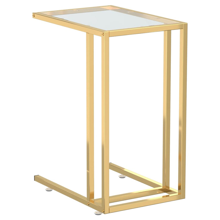Computer Bijzettafel 50X35X65 Cm Gehard Glas Goud en transparant