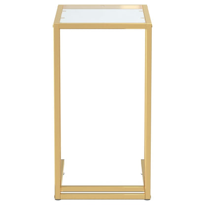 Computer Bijzettafel 50X35X65 Cm Gehard Glas Goud en transparant