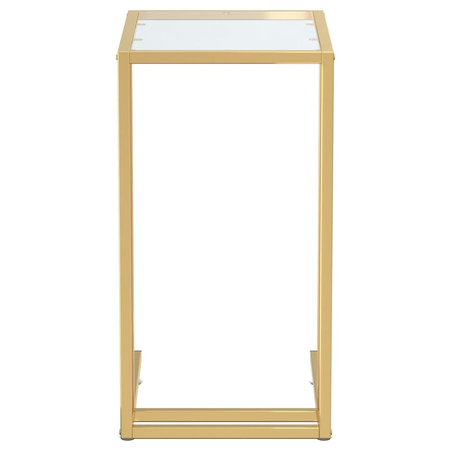Computer Bijzettafel 50X35X65 Cm Gehard Glas Goud en transparant