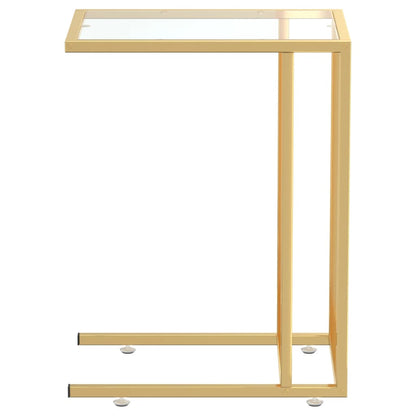 Computer Bijzettafel 50X35X65 Cm Gehard Glas Goud en transparant
