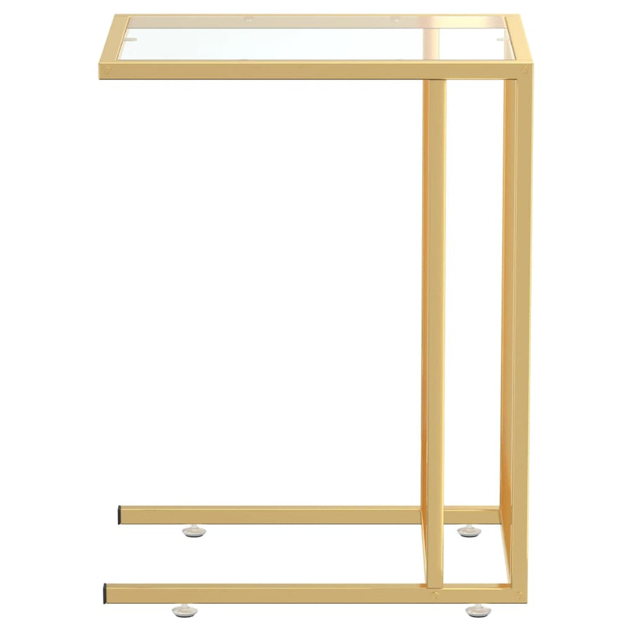 Computer Bijzettafel 50X35X65 Cm Gehard Glas Goud en transparant