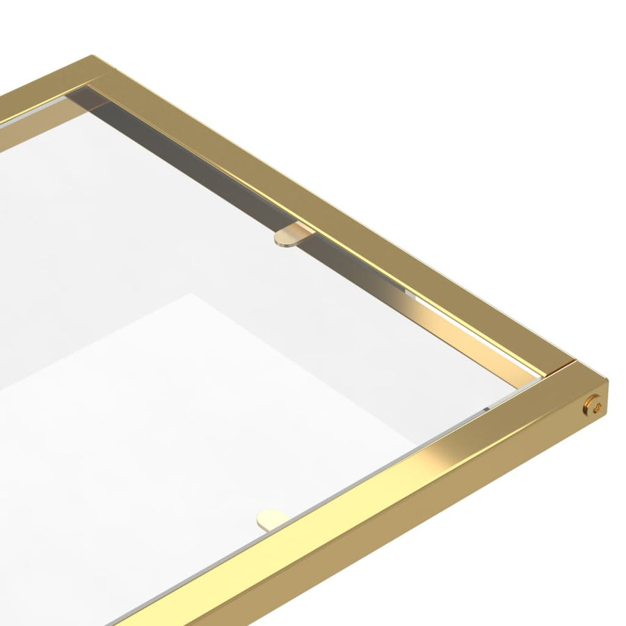 Computer Bijzettafel 50X35X65 Cm Gehard Glas Goud en transparant