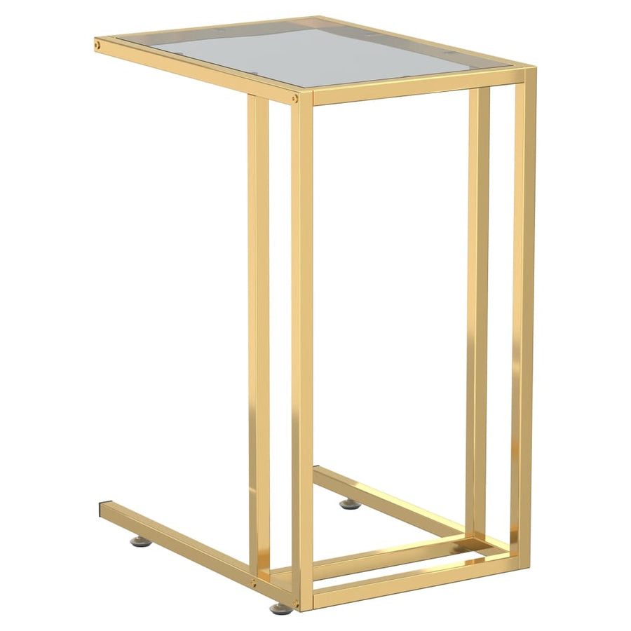 Computer Bijzettafel 50X35X65 Cm Gehard Glas Goud en zwart