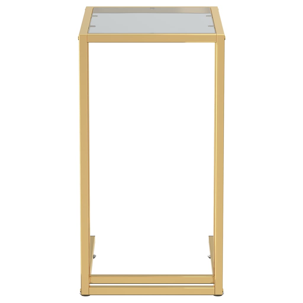 Computer Bijzettafel 50X35X65 Cm Gehard Glas Goud en zwart