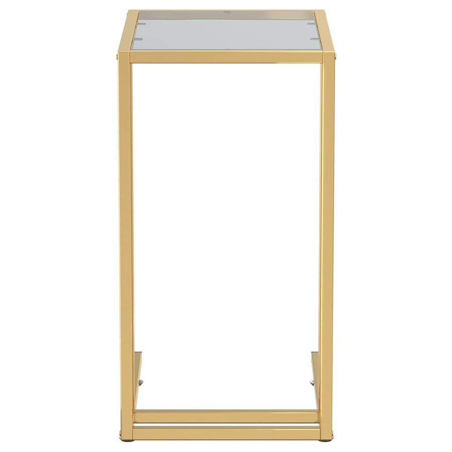 Computer Bijzettafel 50X35X65 Cm Gehard Glas Goud en zwart