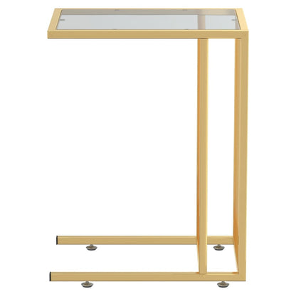 Computer Bijzettafel 50X35X65 Cm Gehard Glas Goud en zwart