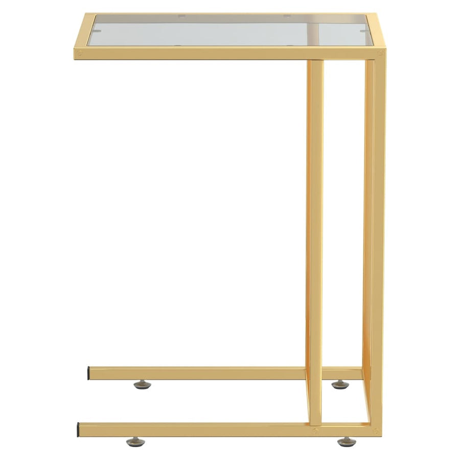 Computer Bijzettafel 50X35X65 Cm Gehard Glas Goud en zwart