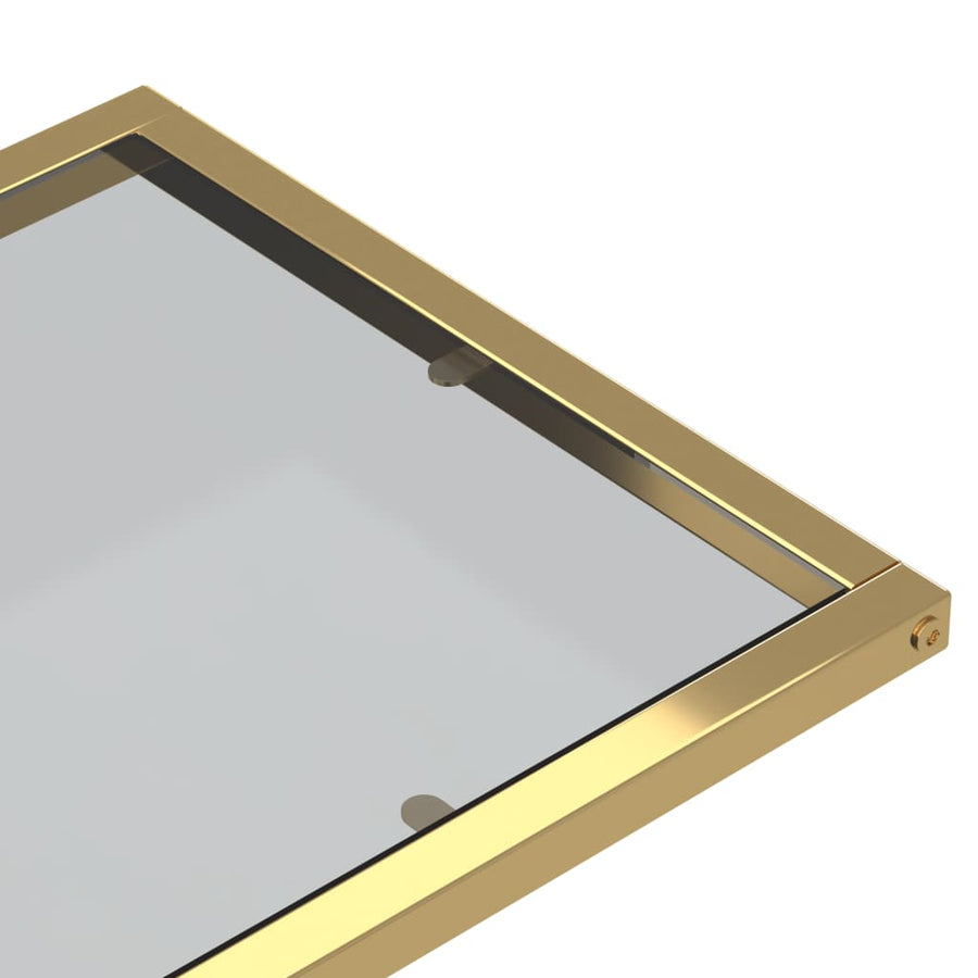 Computer Bijzettafel 50X35X65 Cm Gehard Glas Goud en zwart