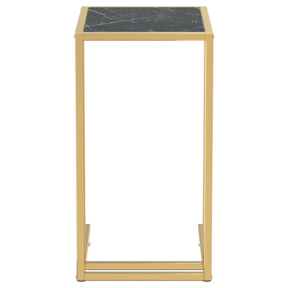 Computer Bijzettafel 50X35X65 Cm Gehard Glas Kleurig Goud en zwartmarmer
