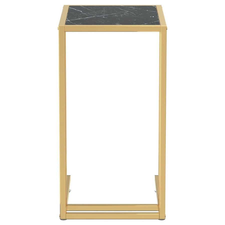 Computer Bijzettafel 50X35X65 Cm Gehard Glas Kleurig Goud en zwartmarmer