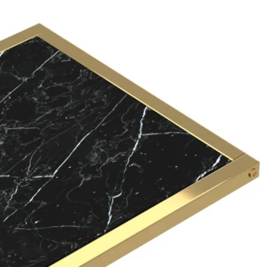 Computer Bijzettafel 50X35X65 Cm Gehard Glas Kleurig Goud en zwartmarmer