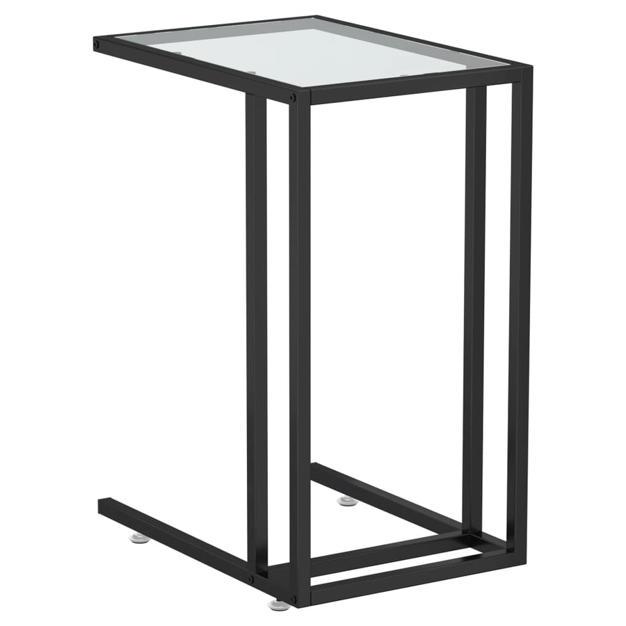 Computer Bijzettafel 50X35X65 Cm Gehard Glas Zwart en transparant