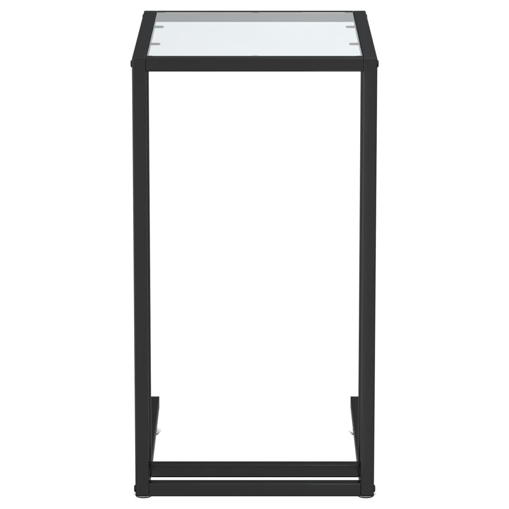 Computer Bijzettafel 50X35X65 Cm Gehard Glas Zwart en transparant