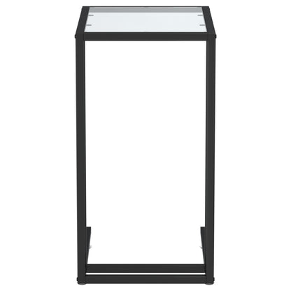 Computer Bijzettafel 50X35X65 Cm Gehard Glas Zwart en transparant