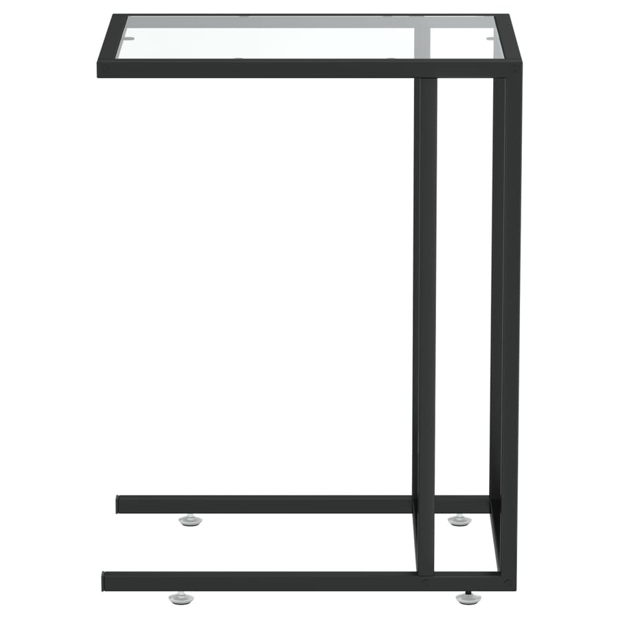 Computer Bijzettafel 50X35X65 Cm Gehard Glas Zwart en transparant