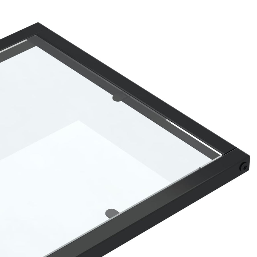 Computer Bijzettafel 50X35X65 Cm Gehard Glas Zwart en transparant