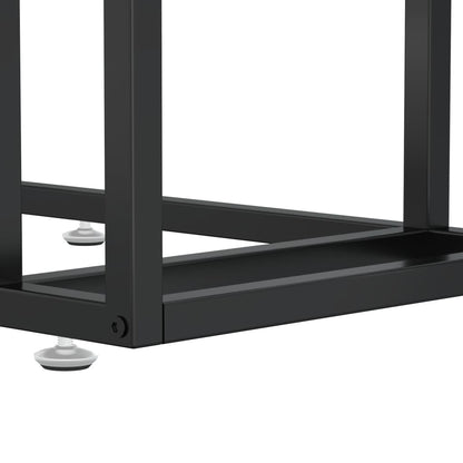 Computer Bijzettafel 50X35X65 Cm Gehard Glas Zwart en transparant