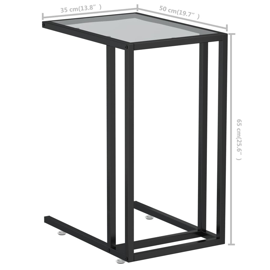Computer Bijzettafel 50X35X65 Cm Gehard Glas Zwart