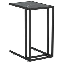 Computer Bijzettafel 50X35X65 Cm Gehard Glas Marmerkleurig Zwart en zwartmarmer