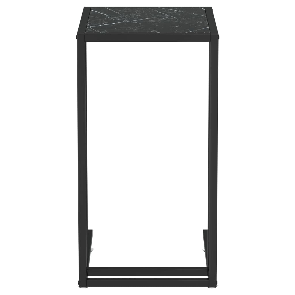 Computer Bijzettafel 50X35X65 Cm Gehard Glas Marmerkleurig Zwart en zwartmarmer
