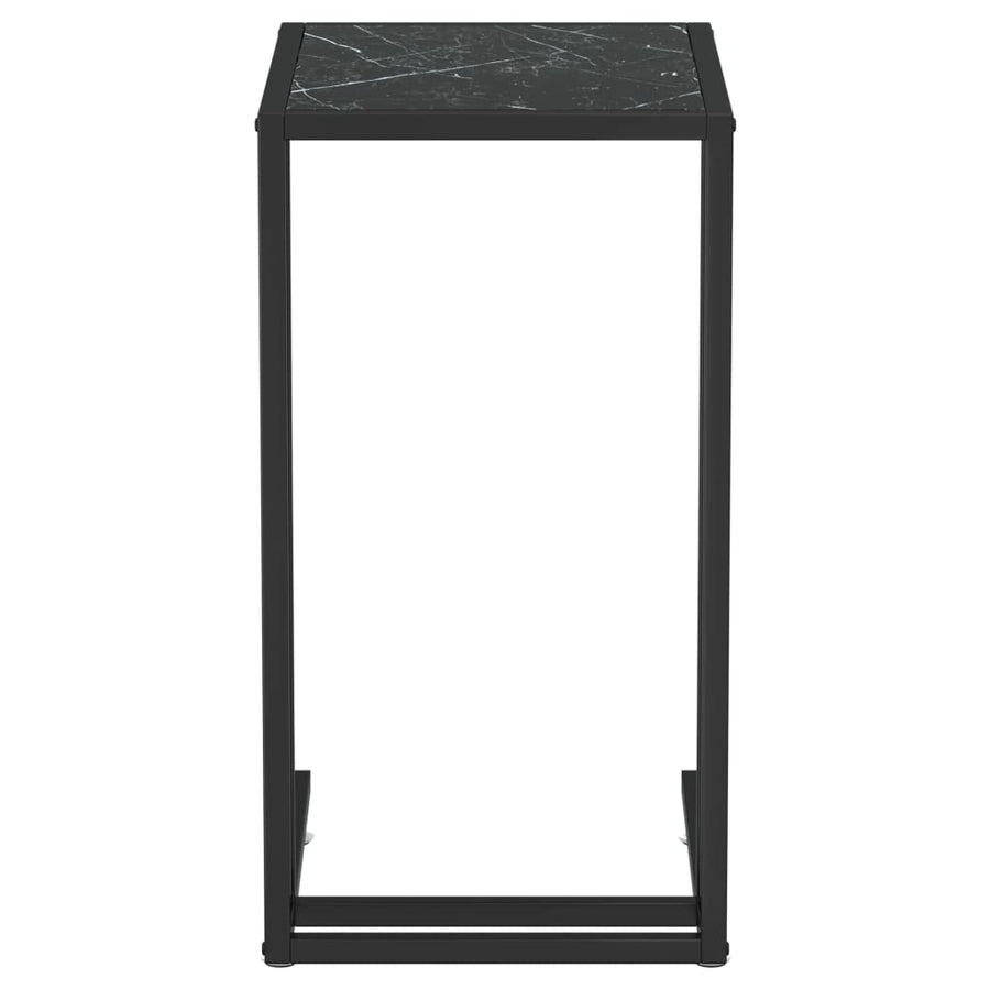 Computer Bijzettafel 50X35X65 Cm Gehard Glas Marmerkleurig Zwart en zwartmarmer