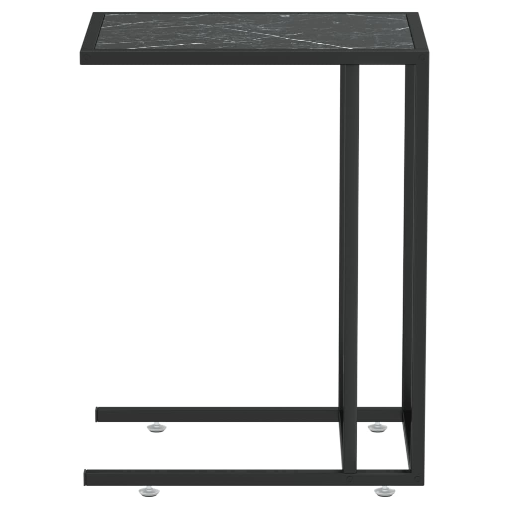 Computer Bijzettafel 50X35X65 Cm Gehard Glas Marmerkleurig Zwart en zwartmarmer