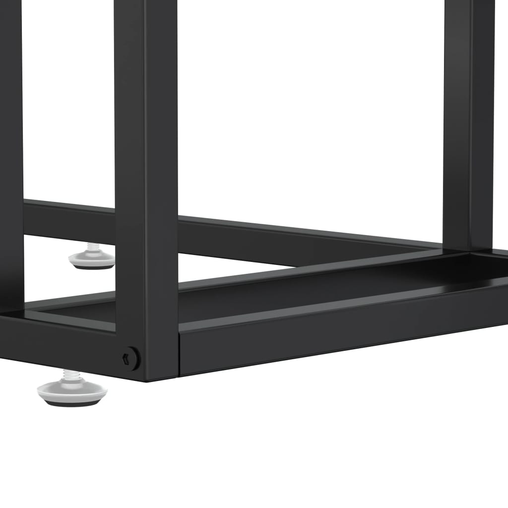 Computer Bijzettafel 50X35X65 Cm Gehard Glas Marmerkleurig Zwart en zwartmarmer