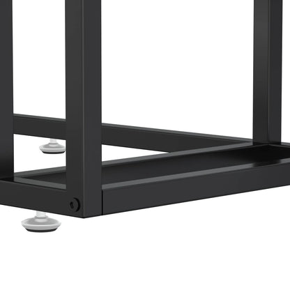 Computer Bijzettafel 50X35X65 Cm Gehard Glas Marmerkleurig Zwart en zwartmarmer