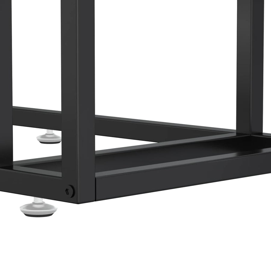 Computer Bijzettafel 50X35X65 Cm Gehard Glas Marmerkleurig Zwart en zwartmarmer