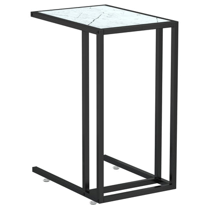 Computer Bijzettafel 50X35X65 Cm Gehard Glas Kleurig Zwart en witmarmer