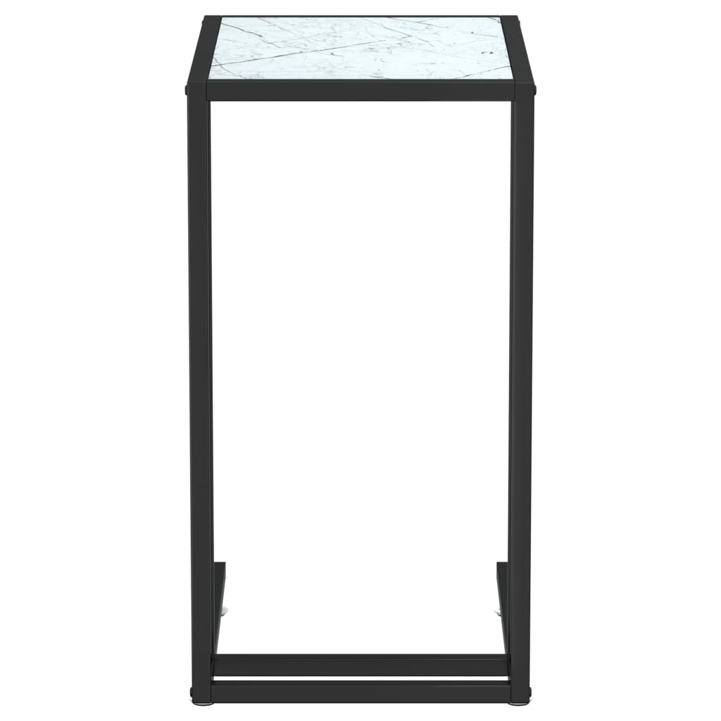 Computer Bijzettafel 50X35X65 Cm Gehard Glas Kleurig Zwart en witmarmer