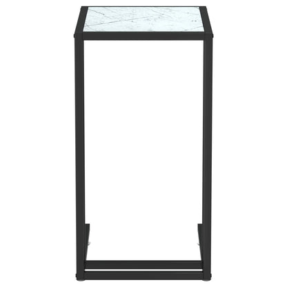 Computer Bijzettafel 50X35X65 Cm Gehard Glas Kleurig Zwart en witmarmer