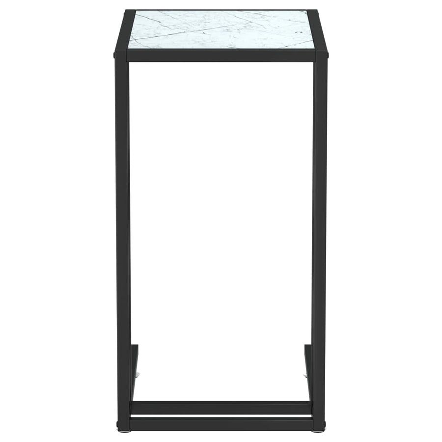 Computer Bijzettafel 50X35X65 Cm Gehard Glas Kleurig Zwart en witmarmer