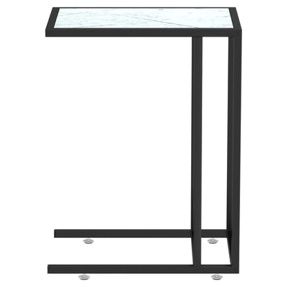 Computer Bijzettafel 50X35X65 Cm Gehard Glas Kleurig Zwart en witmarmer