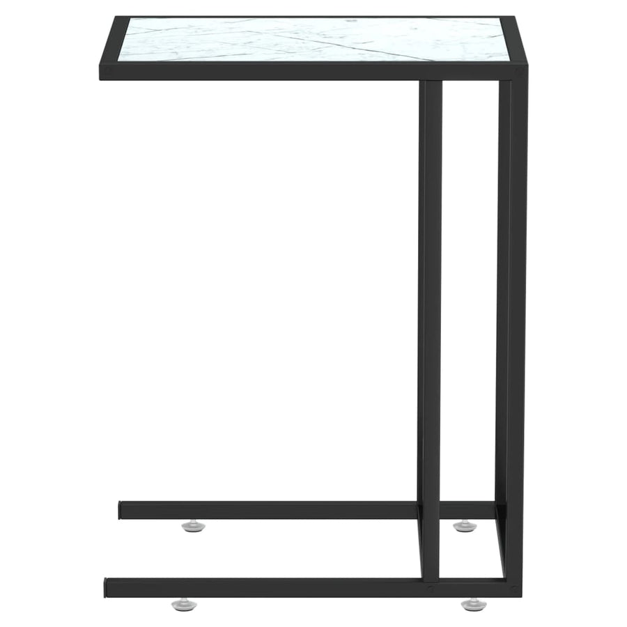 Computer Bijzettafel 50X35X65 Cm Gehard Glas Kleurig Zwart en witmarmer