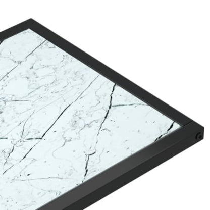 Computer Bijzettafel 50X35X65 Cm Gehard Glas Kleurig Zwart en witmarmer