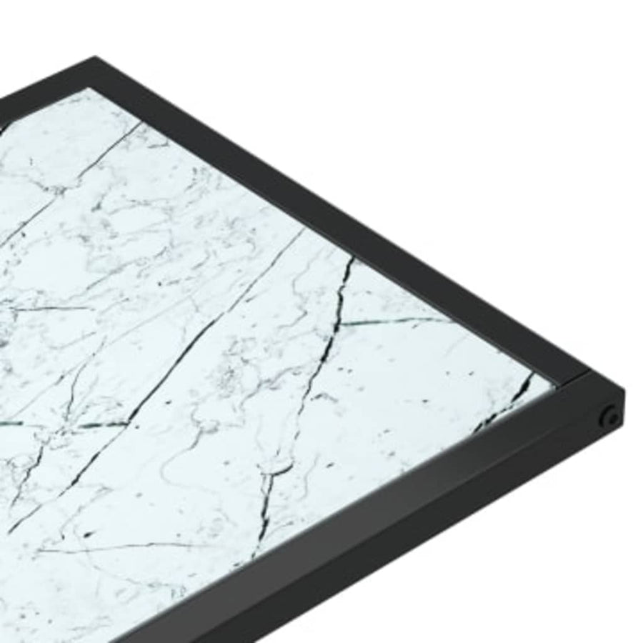 Computer Bijzettafel 50X35X65 Cm Gehard Glas Kleurig Zwart en witmarmer